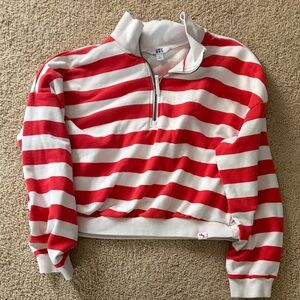 JoyLab Bold Red and White Striped Pullover